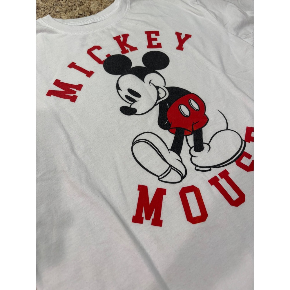 Disney Mickey Mouse T Shirt Womens Size Small White Red Graphic Tee